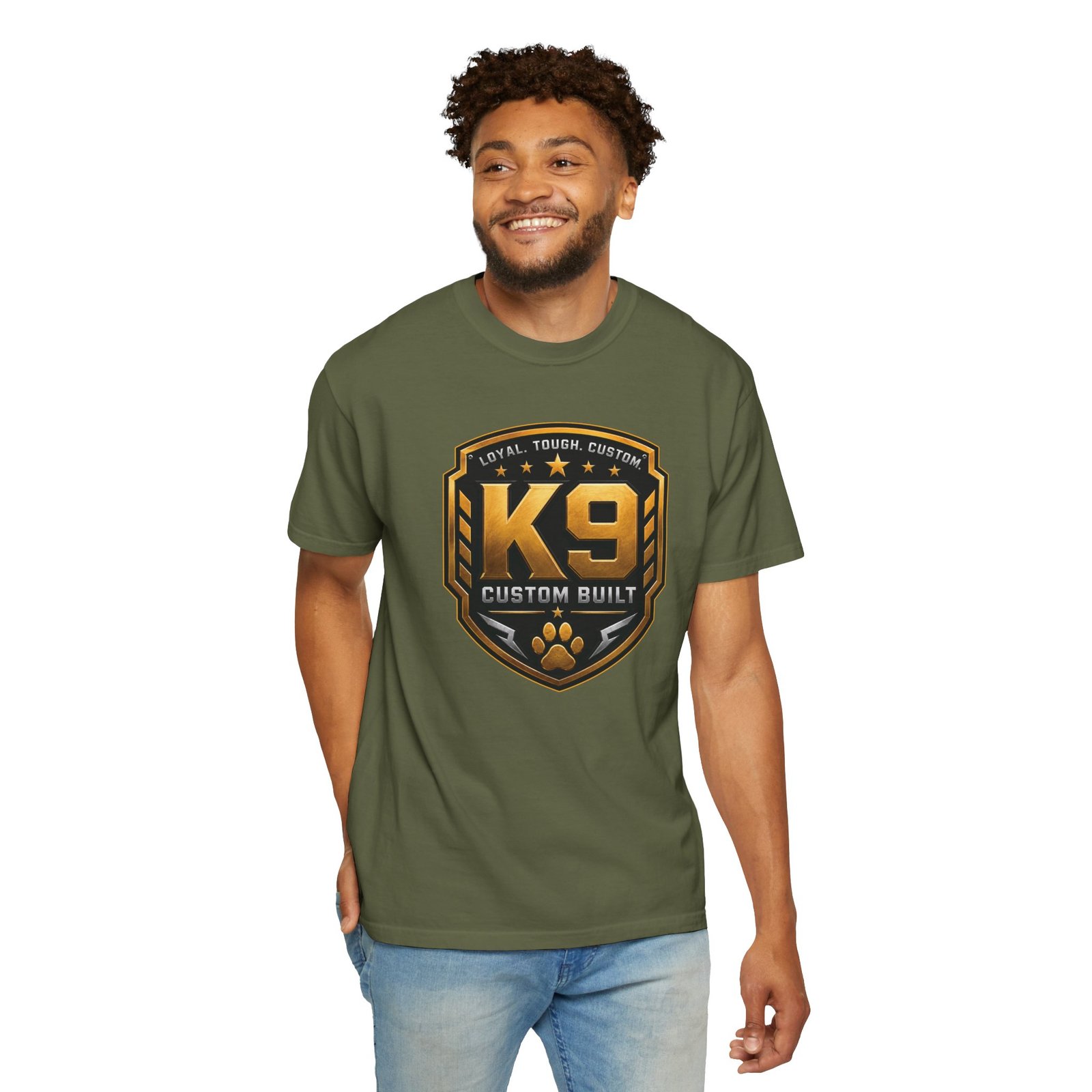 'K9 Custom Built' 'Loyal Tough Custom' - Dog Trainer Handler T-Shirt - Comfort Colors 1717 - Custom Dogs - Image 2