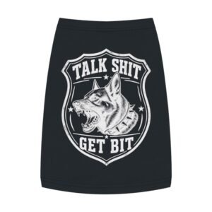 Dog Tank Top - 'Talk Shit Get Bit' - Dog and Shield Design - Dog Shirt - Dogs Custom