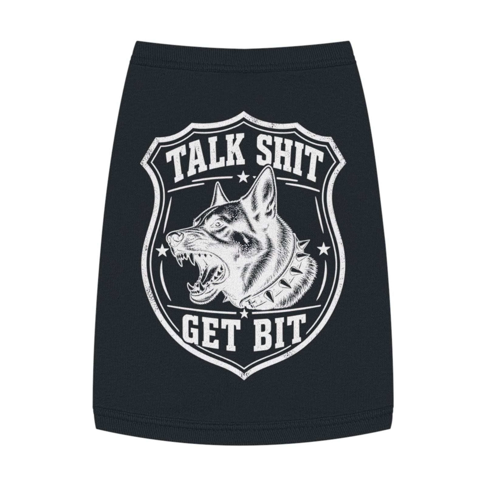 Dog Tank Top - 'Talk Shit Get Bit' - Dog and Shield Design - Dog Shirt - Dogs Custom
