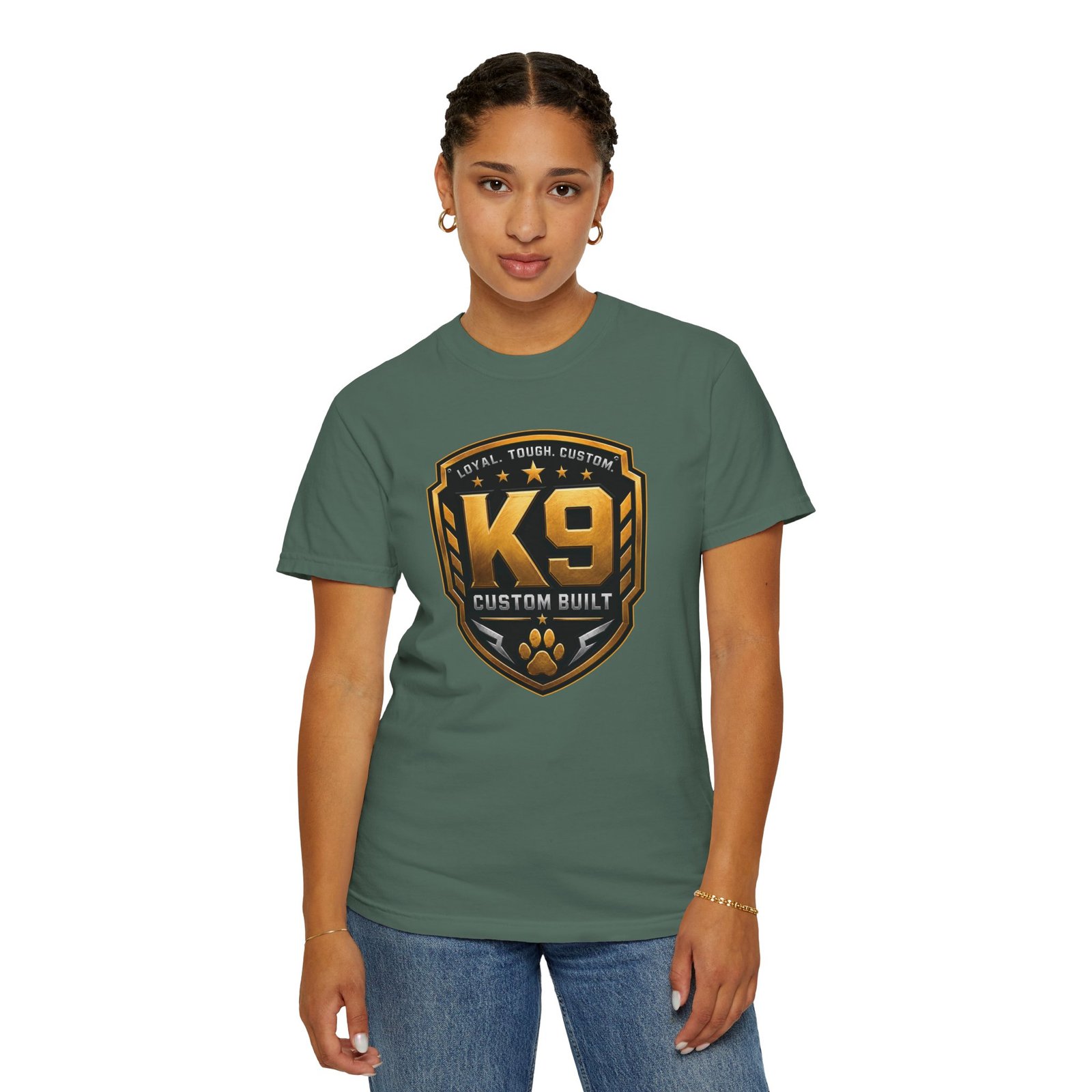 'K9 Custom Built' 'Loyal Tough Custom' - Dog Trainer Handler T-Shirt - Comfort Colors 1717 - Custom Dogs - Image 6