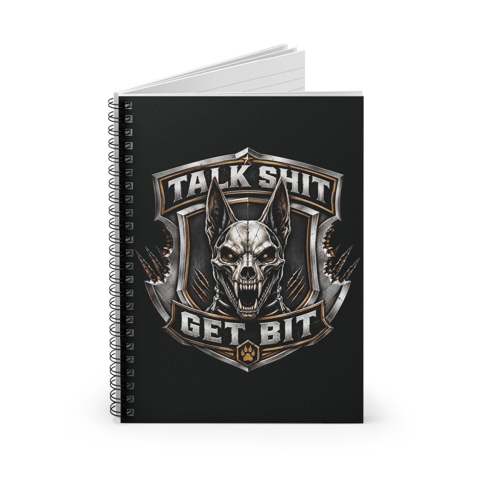Skull K9 'Talk Shit Get Bit' Spiral Notebook - Ruled Journal for Dog Handlers & Trainers - Image 3