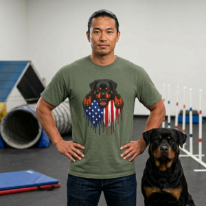 American Flag Drip - Fierce Rottweiler - Dog Trainer Handler T-Shirt - Comfort Colors 1717 - Custom Dogs