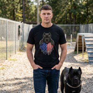 American Flag Drip - Fierce Cane Corso - Dog Trainer Handler T-Shirt - Comfort Colors 1717 - Custom Dogs