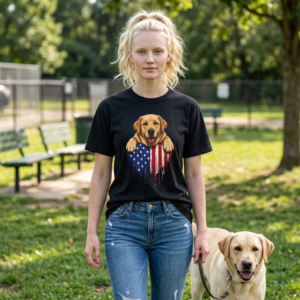 American Flag Drip - Labrador Retriever - Dog Trainer Handler T-Shirt - Comfort Colors 1717 - Custom Dogs