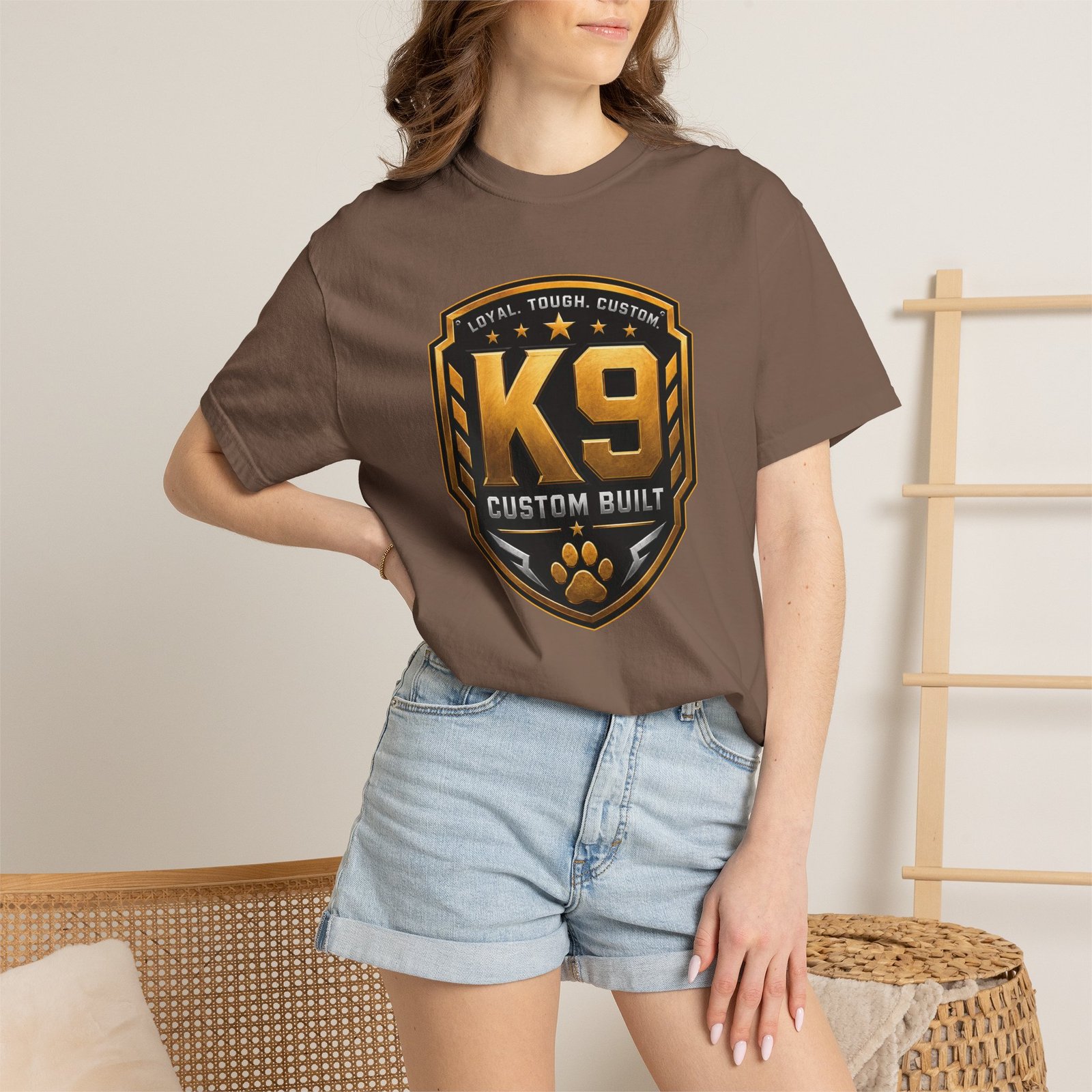 'K9 Custom Built' 'Loyal Tough Custom' - Dog Trainer Handler T-Shirt - Comfort Colors 1717 - Custom Dogs - Image 3