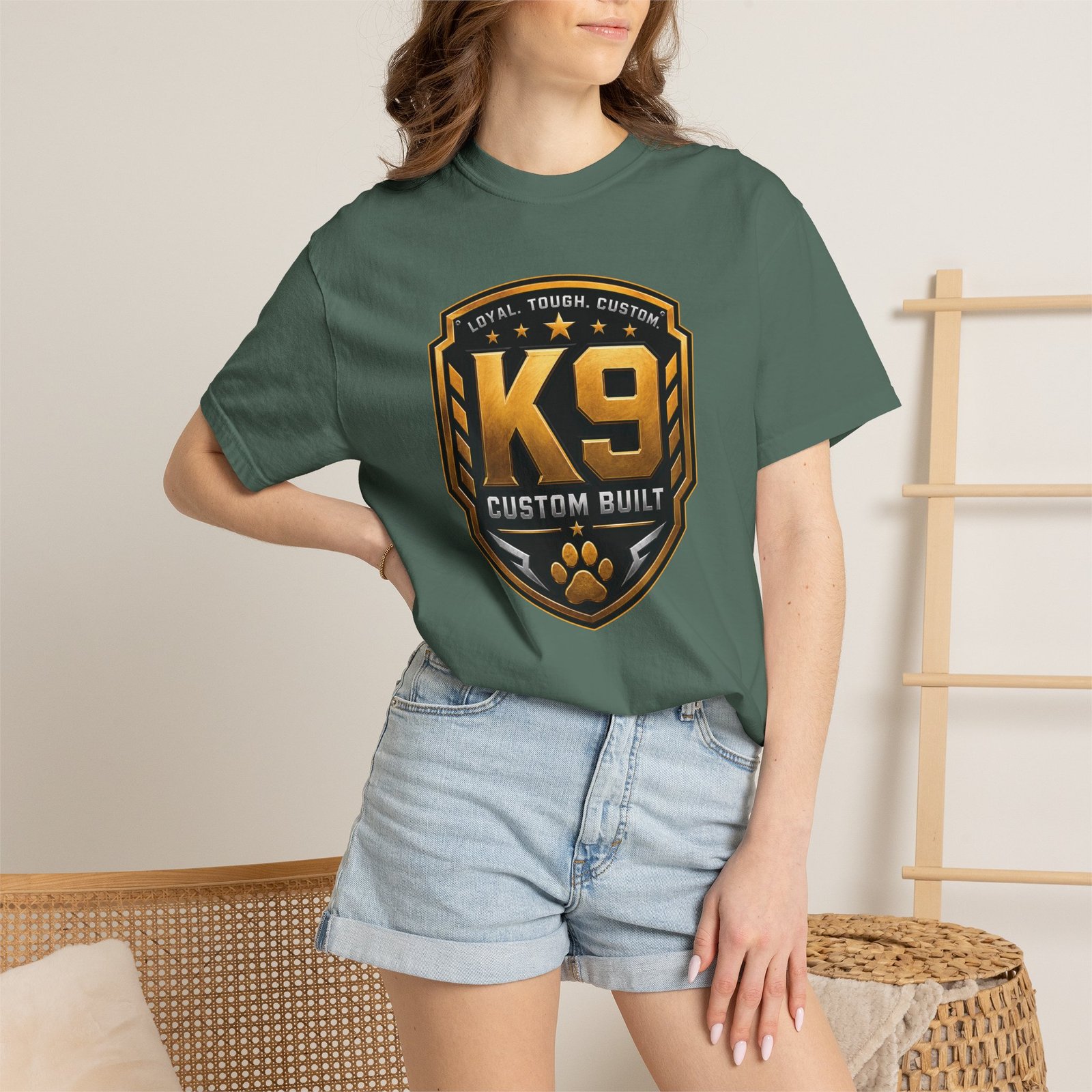 'K9 Custom Built' 'Loyal Tough Custom' - Dog Trainer Handler T-Shirt - Comfort Colors 1717 - Custom Dogs - Image 9