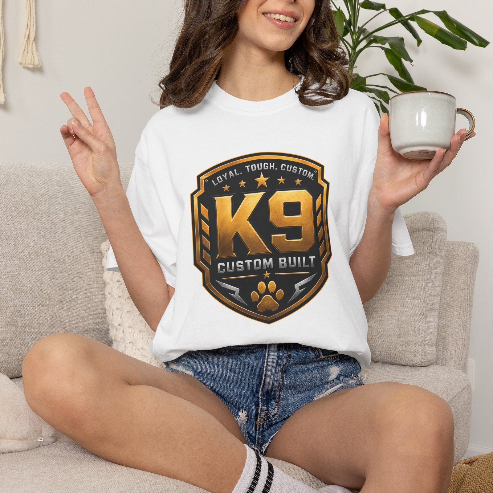 'K9 Custom Built' 'Loyal Tough Custom' - Dog Trainer Handler T-Shirt - Comfort Colors 1717 - Custom Dogs - Image 5
