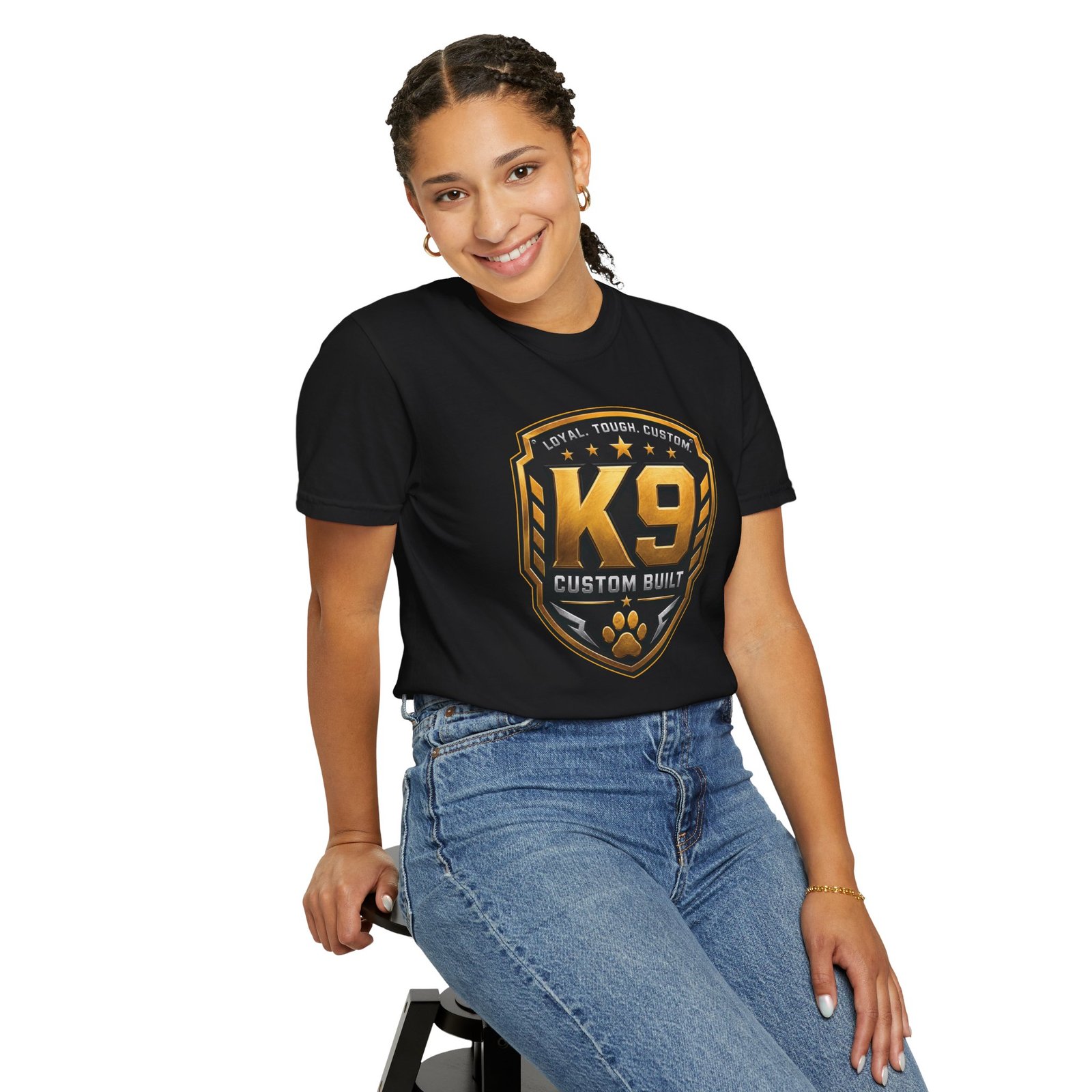 'K9 Custom Built' 'Loyal Tough Custom' - Dog Trainer Handler T-Shirt - Comfort Colors 1717 - Custom Dogs - Image 4